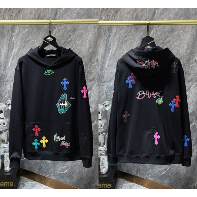 Chrome Hearts Multi-Color Cross & Graffiti Hoodie (Black) Hover Image
