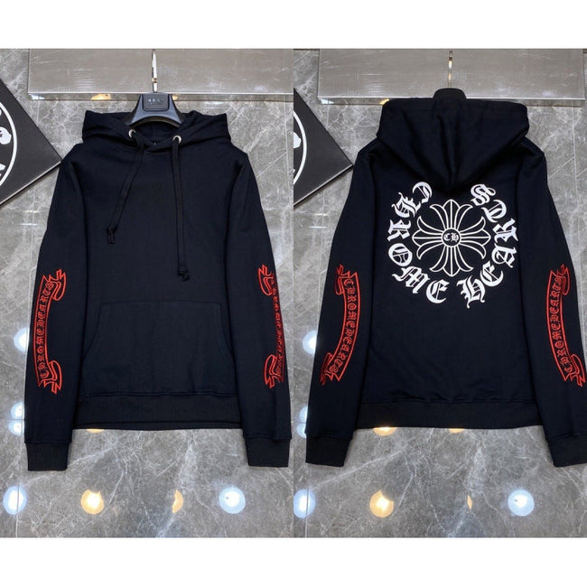 Chrome Hearts Red Scroll & Cross Hoodie (Black) Hover Image