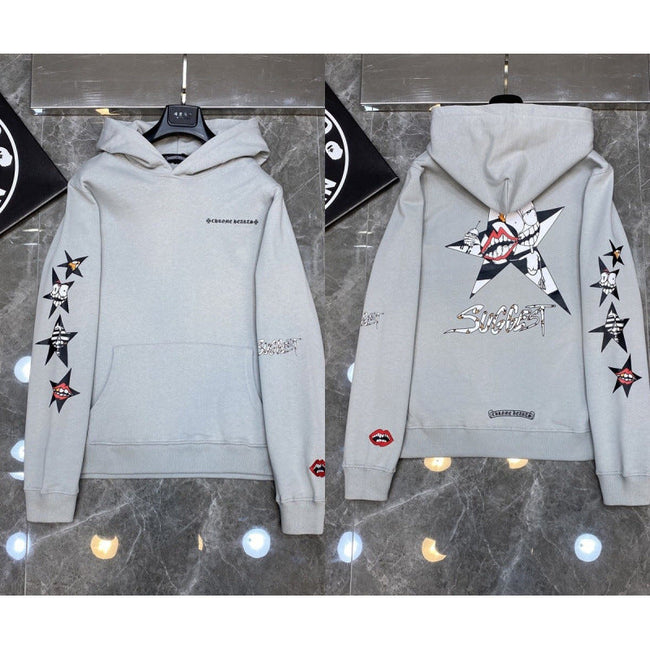 Chrome Hearts Star Sleeve & Graphic Back Hoodie (Light Grey) Hover Image