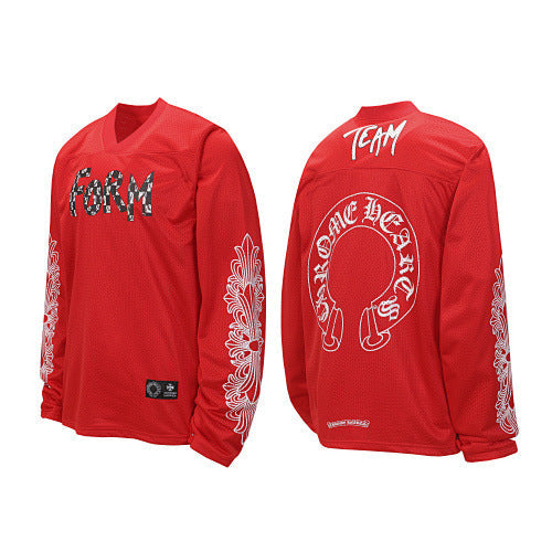 Chrome Hearts Horseshoe Cross Long Sleeve Jersey (Red) Hover Image