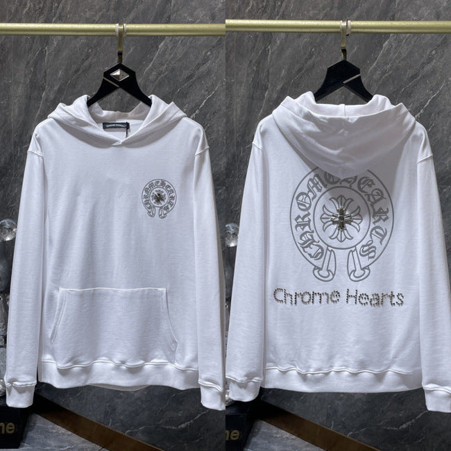 Chrome Hearts Classic Horseshoe Logo Hoodie (White) Hover Image