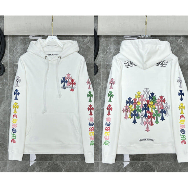 Chrome Hearts Multi-Color Cluster Cross Hoodie (White) Hover Image