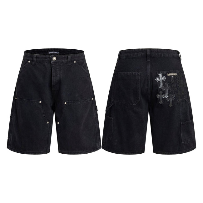 Chrome Hearts Black Heavy Wash & Back Cross Patch Cargo Shorts Hover Image
