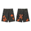 Chrome Hearts Black Heavy Wash & Vibrant Orange Cross Patch Denim Shorts