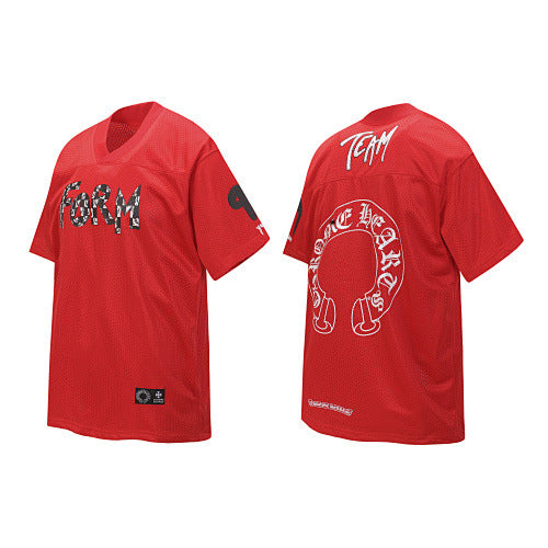 Chrome Hearts "FOAM" Lettering & Horseshoe Jersey Short Sleeve T-Shirt (Red) Hover Image