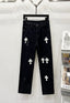 Chrome Hearts Black & Black-White Cross Patch Denim Jeans