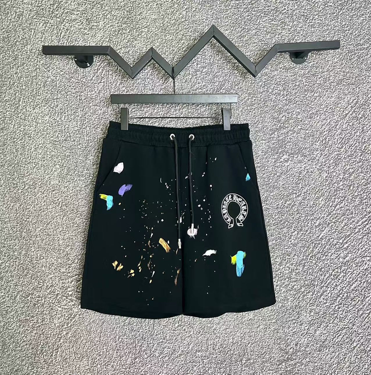 Chrome Hearts Black Paint Splatter & Horseshoe Sweatshorts