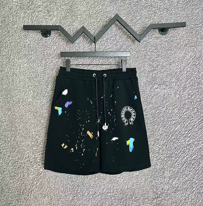 Chrome Hearts Black Paint Splatter & Horseshoe Sweatshorts Hover Image