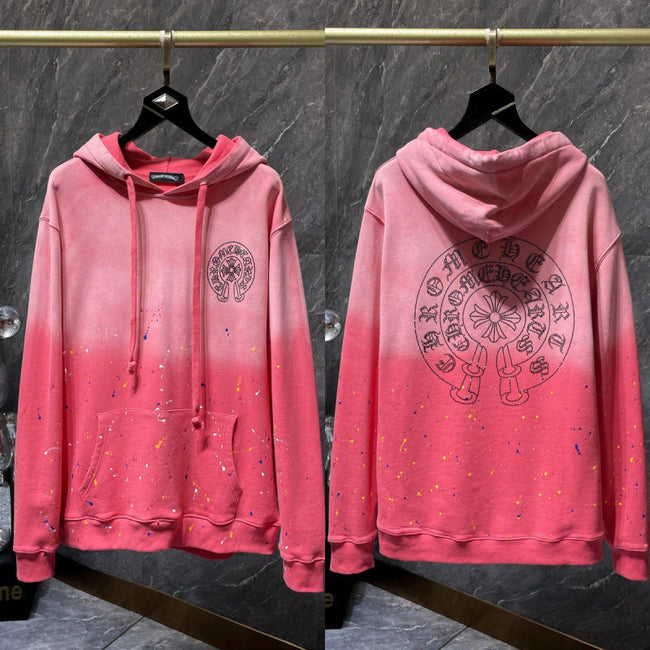 Chrome Hearts Gradient Pink Paint Splatter Horseshoe Hoodie Hover Image