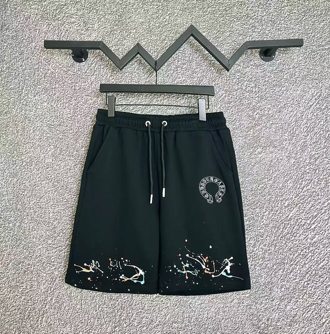 Chrome Hearts Black Paint Splatter & Horseshoe Sweatshorts Hover Image