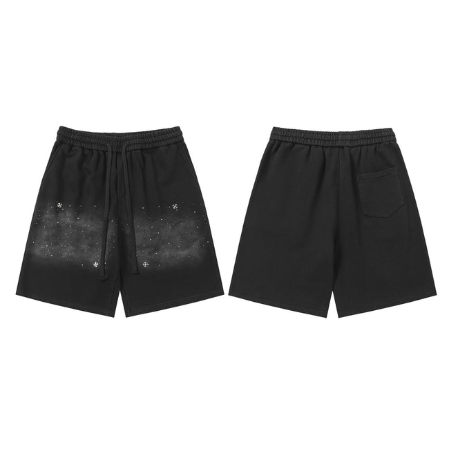 Chrome Hearts Black Washed-Pocket Drawstring Sweatshorts Hover Image