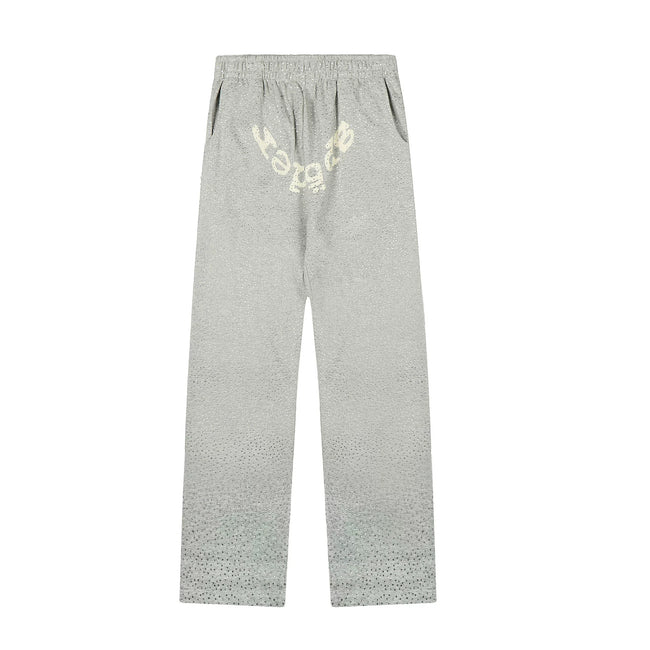 Sp5der Rhinestone Letter Graphic Grey Casual Sweatpants Hover Image
