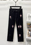 Chrome Hearts Black & Pink-Black Cross Patch Denim Jeans