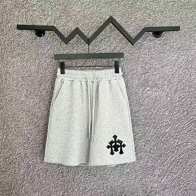 Chrome Hearts Light Gray & Black Cross Patch Sweatshorts Hover Image