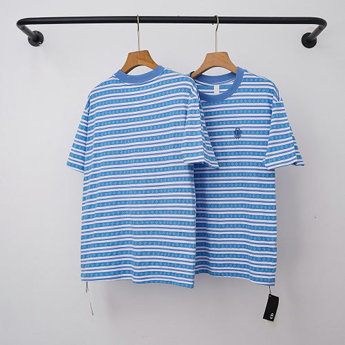 Chrome Hearts Monogram Striped Short Sleeve T-Shirt (Blue) Hover Image