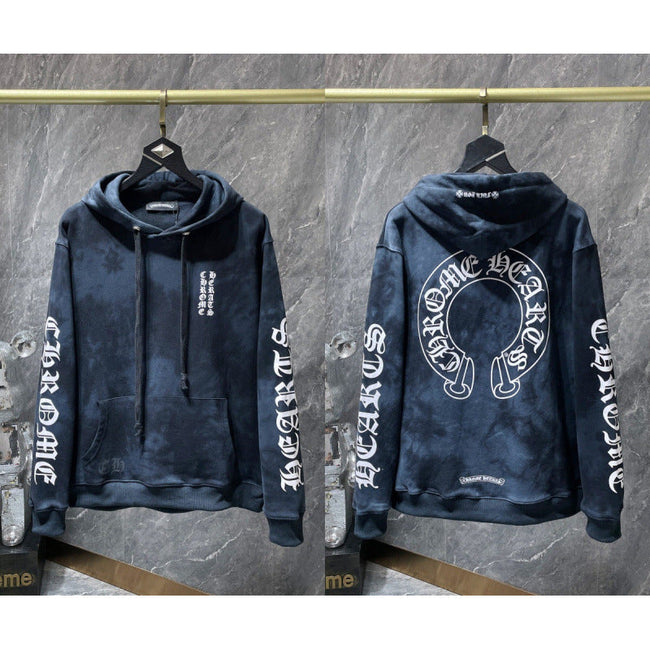 Chrome Hearts Tie-Dye Horseshoe Hoodie (Dark Blue/Black) Hover Image