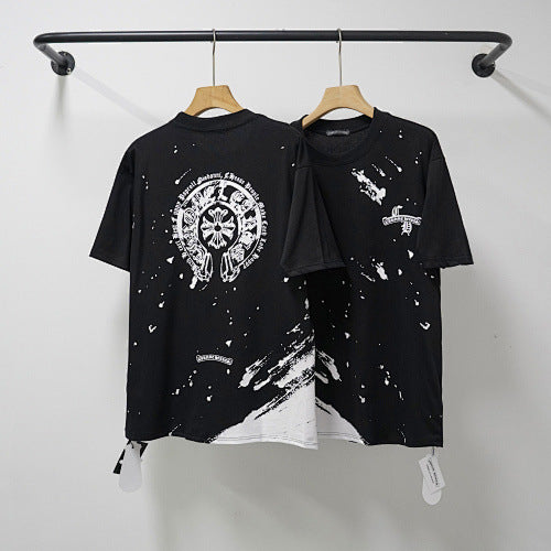 Chrome Hearts Paint Splatter Horseshoe & Cross T-Shirt (Black) Hover Image