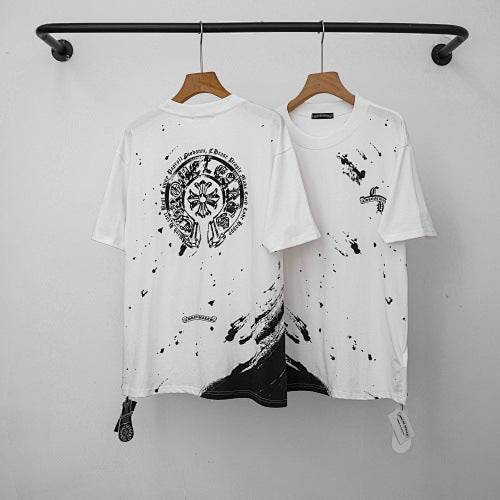 Chrome Hearts Paint Splatter Horseshoe & Cross T-Shirt (White) Hover Image