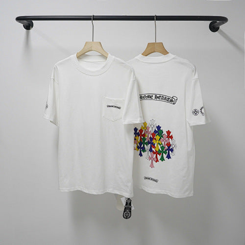 Chrome Hearts Lower Cluster Cross & Scroll Short Sleeve T-Shirt (White) Hover Image