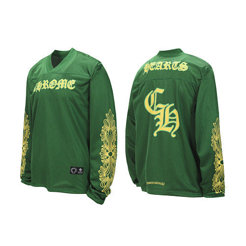 Chrome Hearts Gothic Script & Floral Vine Long Sleeve Jersey (Green) Hover Image
