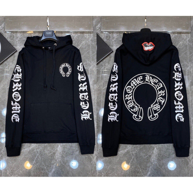 Chrome Hearts Gothic Letter Sleeve Zip-Up Hoodie (Black) Hover Image