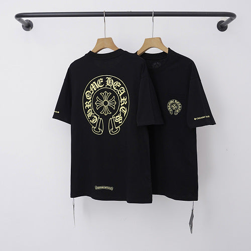 Chrome Hearts Yellow Horseshoe & Cross Short Sleeve T-Shirt (Black) Hover Image