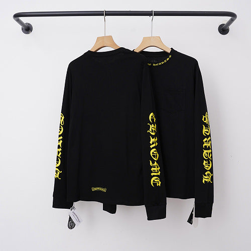 Chrome Hearts Yellow Gothic Script Collar & Sleeve Long Sleeve (Black) Hover Image