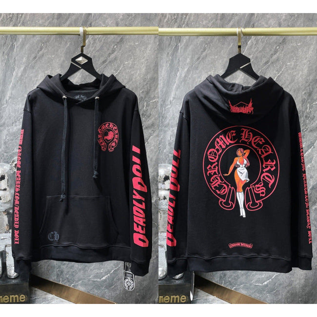 Chrome Hearts "DEADLY DOLL" Red Horseshoe Hoodie (Black) Hover Image