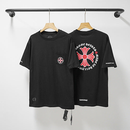 Chrome Hearts Red Pocket Cross & Large Back Logo T-Shirt (Black) Hover Image
