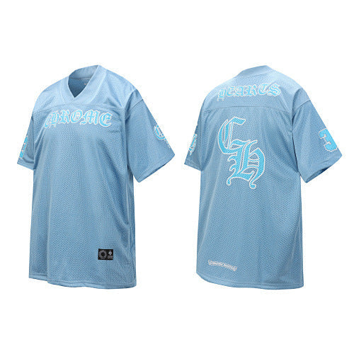 Chrome Hearts Gothic "CH" Logo Jersey Short Sleeve T-Shirt (Light Blue) Hover Image