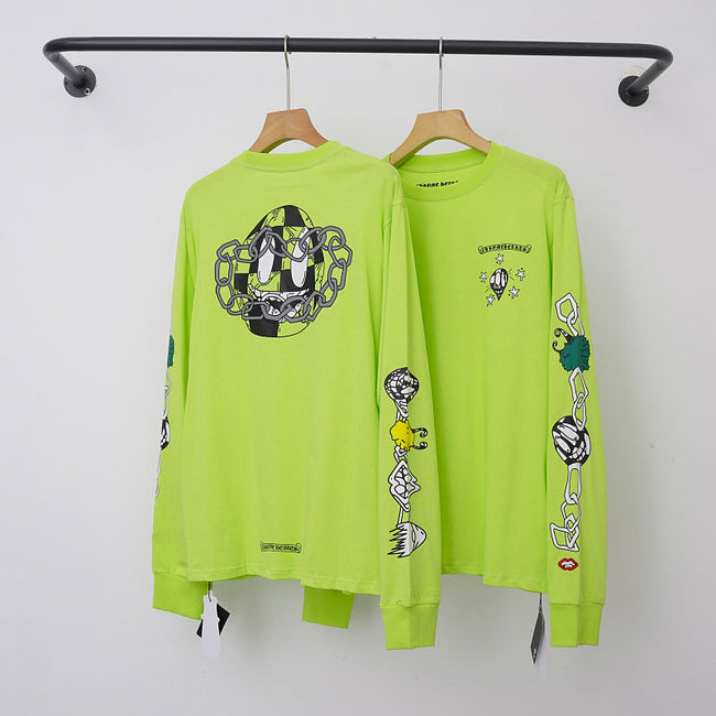Chrome Hearts Chain & Multi-Graphic Long Sleeve (Neon Green) Hover Image