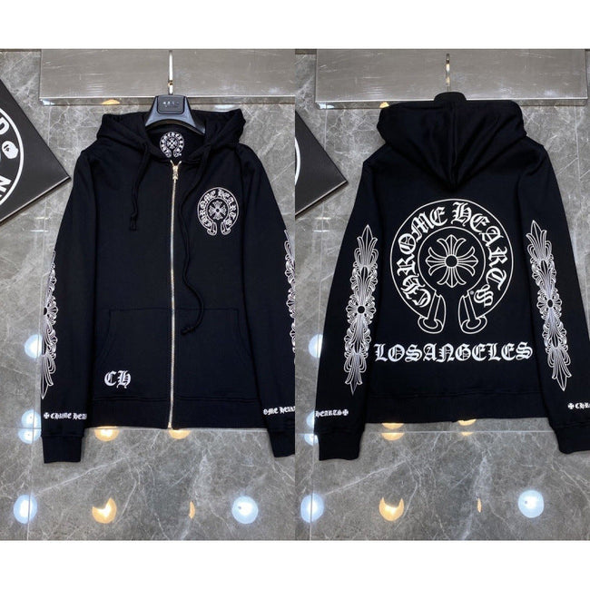 Chrome Hearts Los Angeles Horseshoe Zip-Up Hoodie (Black) Hover Image