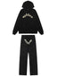 Sp5der Rhinestone Letter Graphic Hoodie and Sweatpants Tracksuit Set