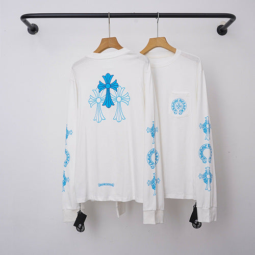 Chrome Hearts Blue Gothic Cross Long Sleeve (White) Hover Image