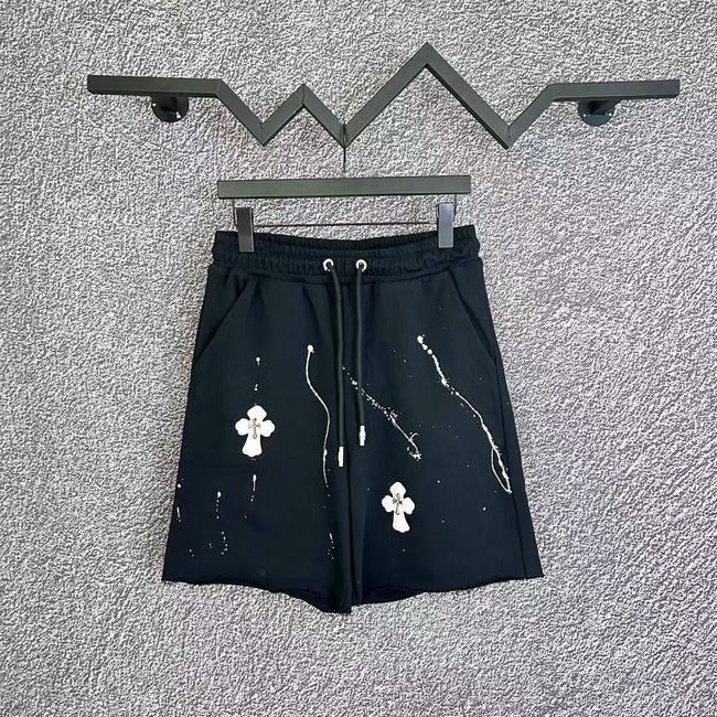 Chrome Hearts Black Paint Splatter & White Cross Sweatshorts Hover Image