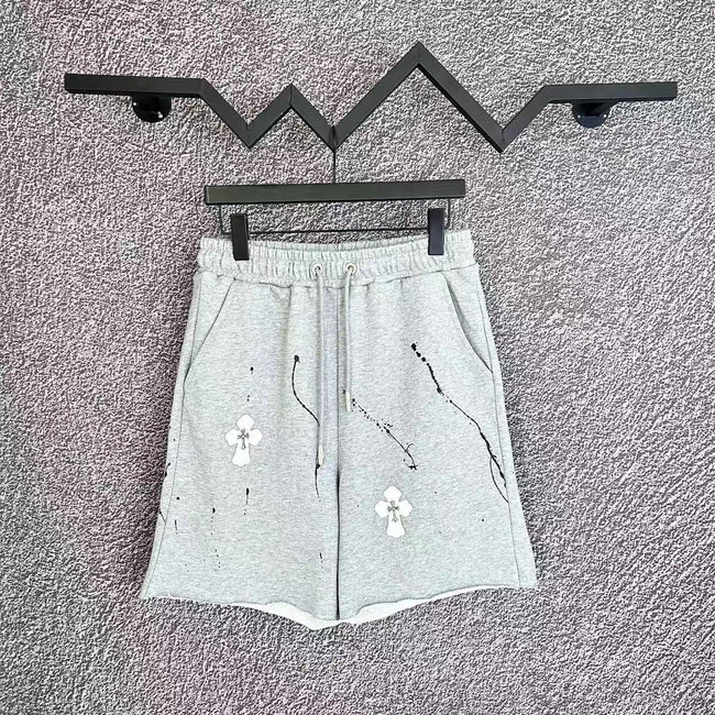 Chrome Hearts Light Gray Paint Splatter & Cross Patch Sweatshorts Hover Image