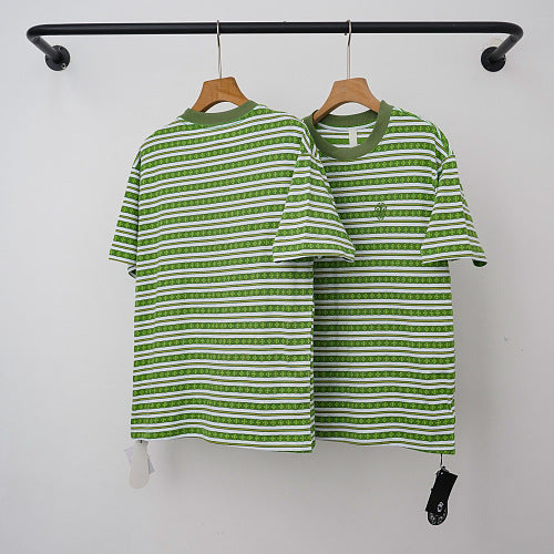Chrome Hearts Monogram Striped Short Sleeve T-Shirt (Green) Hover Image