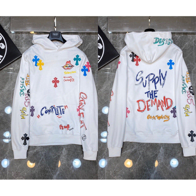 Chrome Hearts "Supply the Demand" Multi-Color Cross Hoodie (White) Hover Image