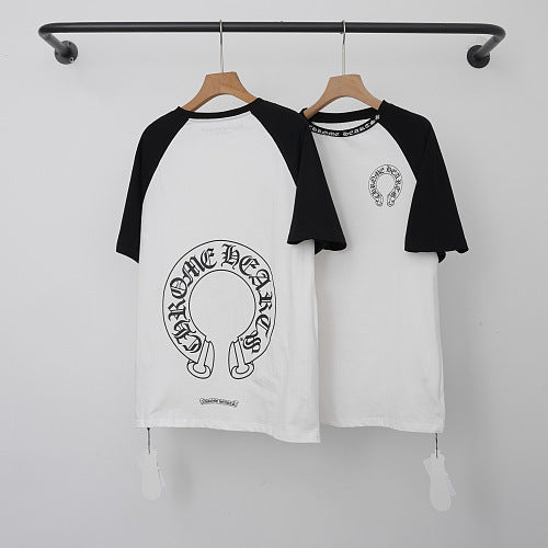 Chrome Hearts Raglan Sleeve Horseshoe Short Sleeve T-Shirt (White/Black) Hover Image