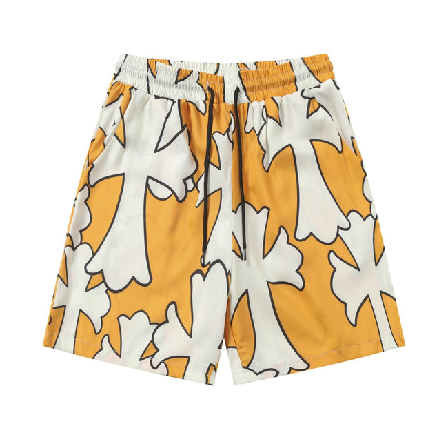 Chrome Hearts Bright Orange & White Large Cross Print Sweatshorts Hover Image