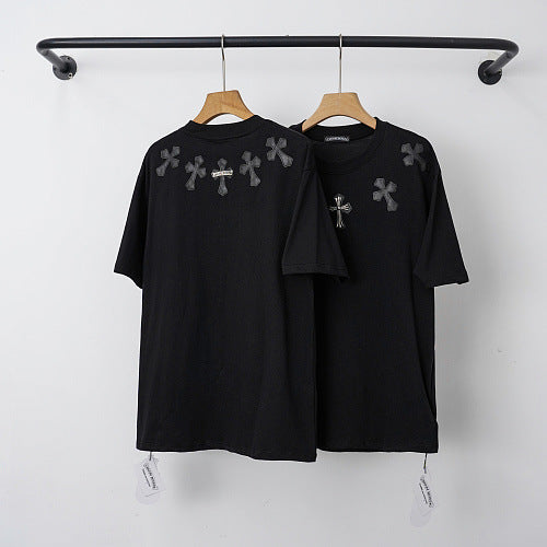 Chrome Hearts Collar Cross Print Short Sleeve T-Shirt (Black) Hover Image