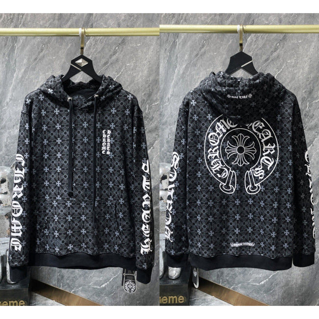 Chrome Hearts Monogram All-Over Horseshoe Hoodie (Black) Hover Image