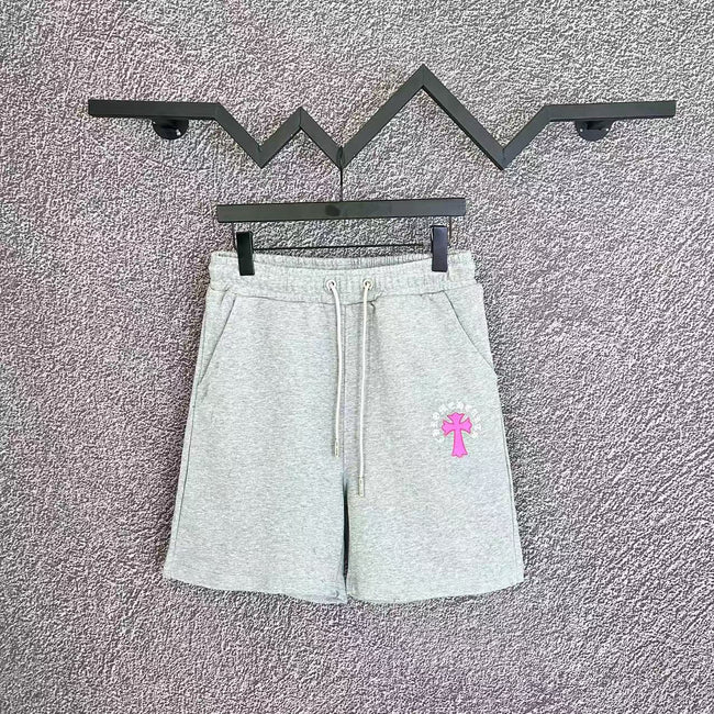 Chrome Hearts Light Gray & Pink Cross Logo Sweatshorts Hover Image