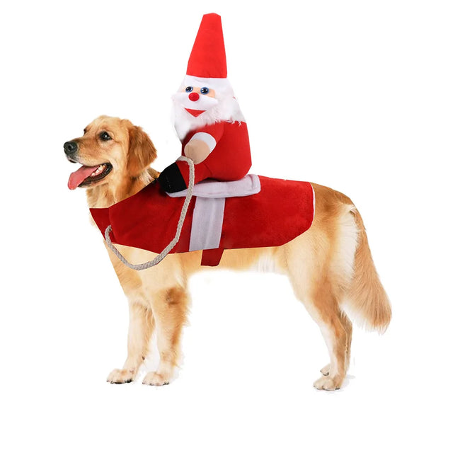 Funny Cowboy/Santa Riding Dog Costume Hover Image