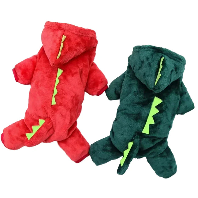 Pet Dinosaur Jumpsuit for Winter Hover Image