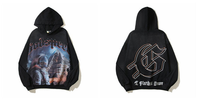 Vintage "Godspeed" Astronaut Pyramid Oversized Hoodie Hover Image