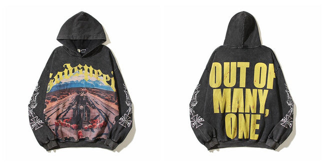 Vintage "Godspeed" Desert Biker Oversized Hoodie Hover Image