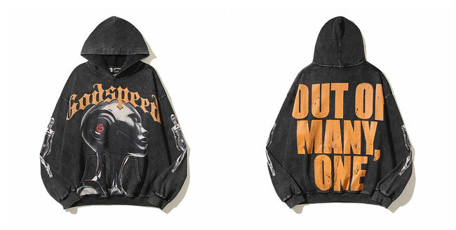 Vintage "Godspeed" Cyborg Head Oversized Hoodie Hover Image
