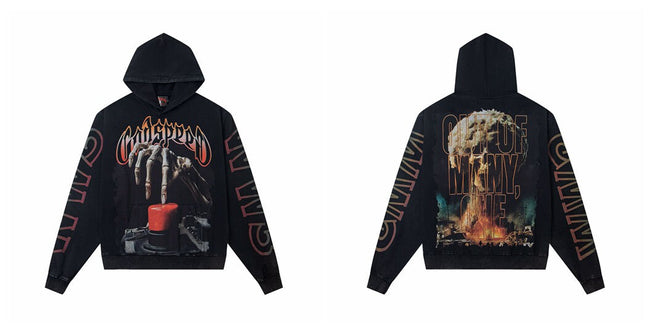 Vintage "Godspeed" Nuclear Button Skeleton Oversized Hoodie Hover Image