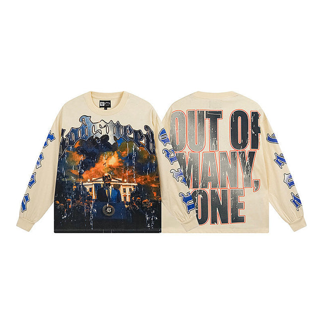 Godspeed "Out of Many, One" White House Skeleton Beige Long Sleeve Tee Hover Image